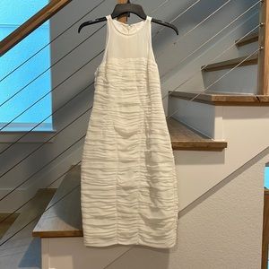 Halston Heritage Georgette paneled ruched crepe de chine dress size 2